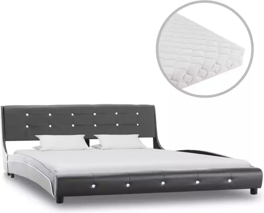 Decoways Bed met matras kunstleer grijs 160x200 cm