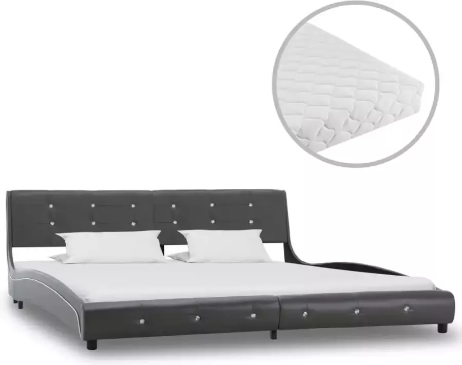 Decoways Bed met matras kunstleer grijs 180x200 cm