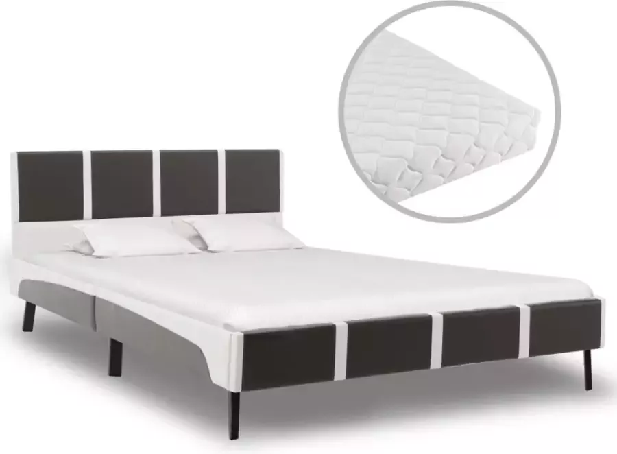 Decoways Bed met matras kunstleer grijs en wit 140x200 cm