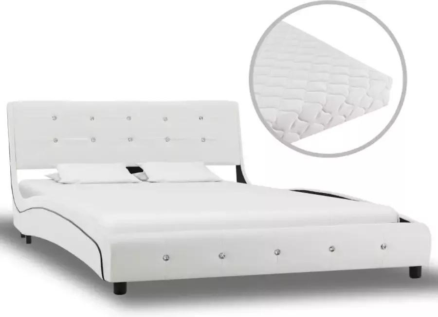 Decoways Bed met matras kunstleer wit 120x200 cm