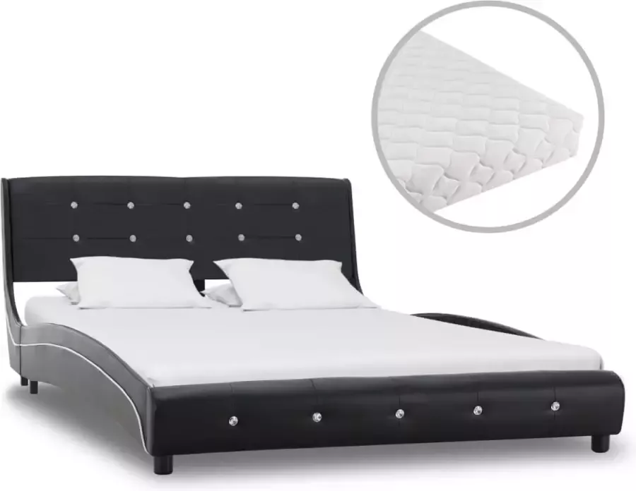 Decoways Bed met matras kunstleer zwart 120x200 cm