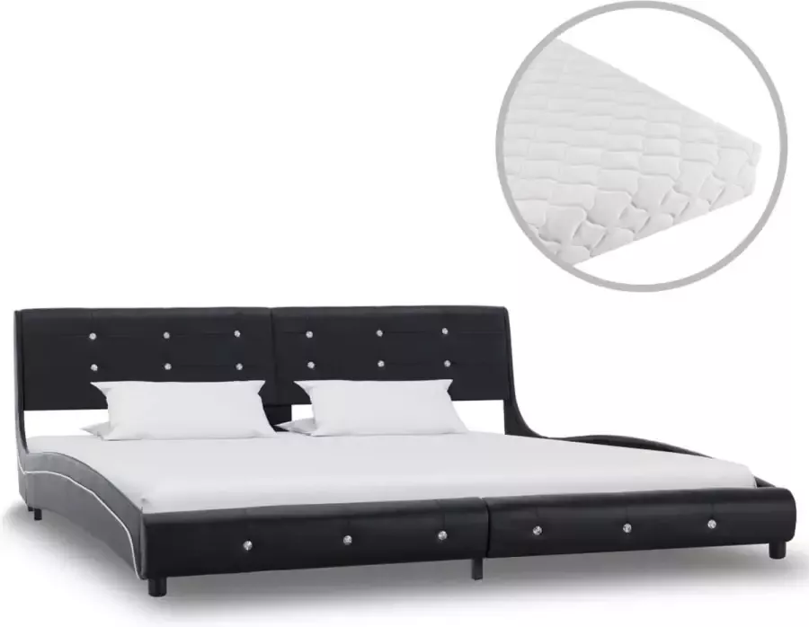 Decoways Bed met matras kunstleer zwart 180x200 cm