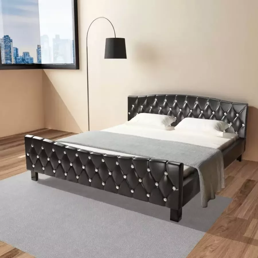 Decoways Bed met matras kunstleer zwart 180x200 cm