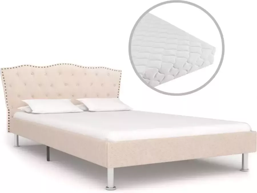Decoways Bed met matras stof beige 120x200 cm