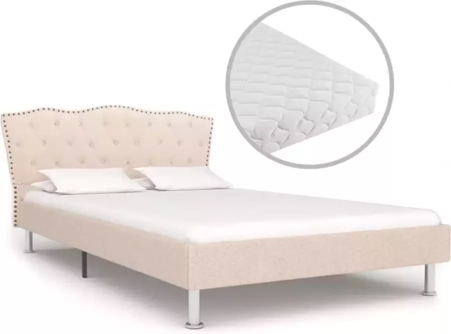 Decoways Bed met matras stof beige 140x200 cm