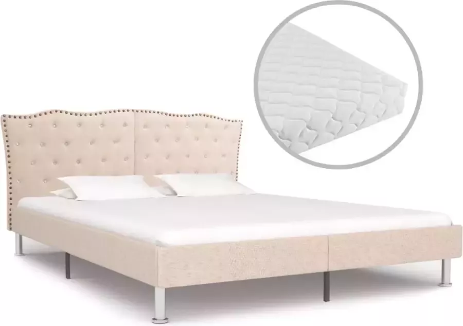 Decoways Bed met matras stof beige 160x200 cm