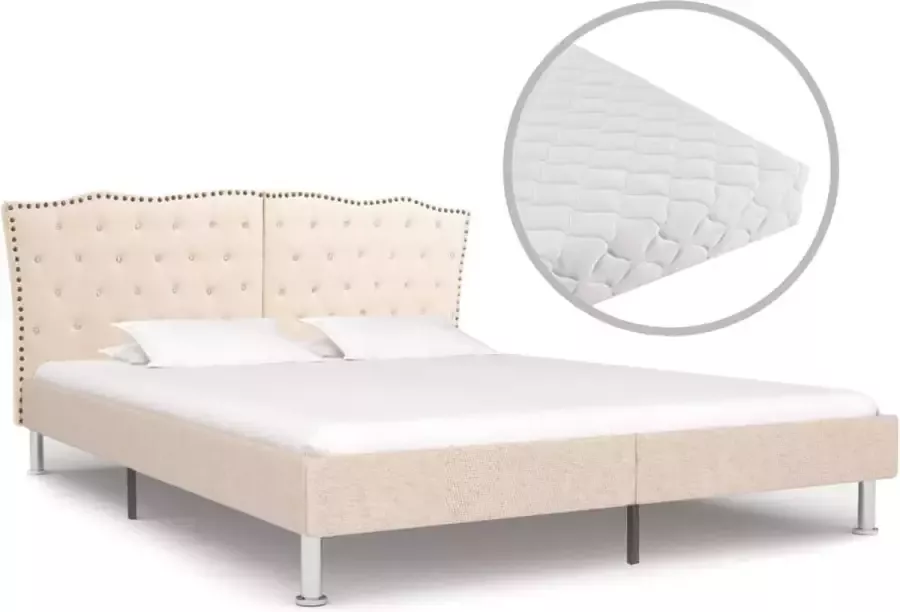 Decoways Bed met matras stof beige 180x200 cm