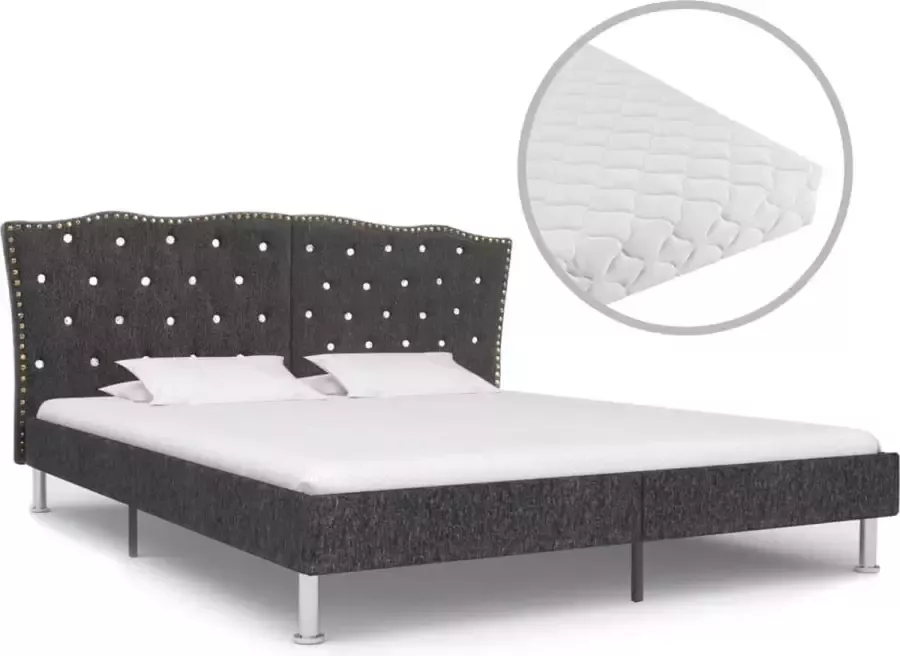 Decoways Bed met matras stof donkergrijs 160x200 cm