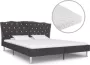 Decoways Bed met matras stof donkergrijs 160x200 cm - Thumbnail 1