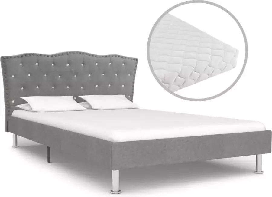 Decoways Bed met matras stof lichtgrijs 120x200 cm