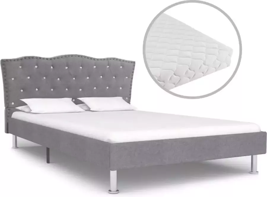 Decoways Bed met matras stof lichtgrijs 140x200 cm
