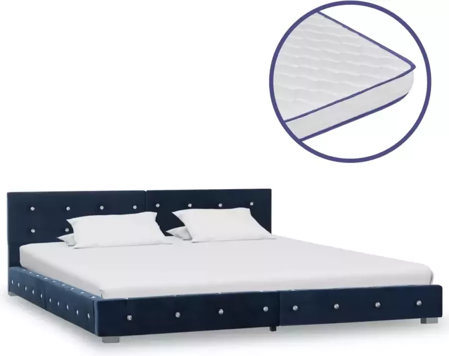 Decoways Bed met traagschuim matras fluweel blauw 160x200 cm