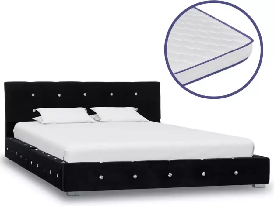 Decoways Bed met traagschuim matras fluweel zwart 120x200 cm