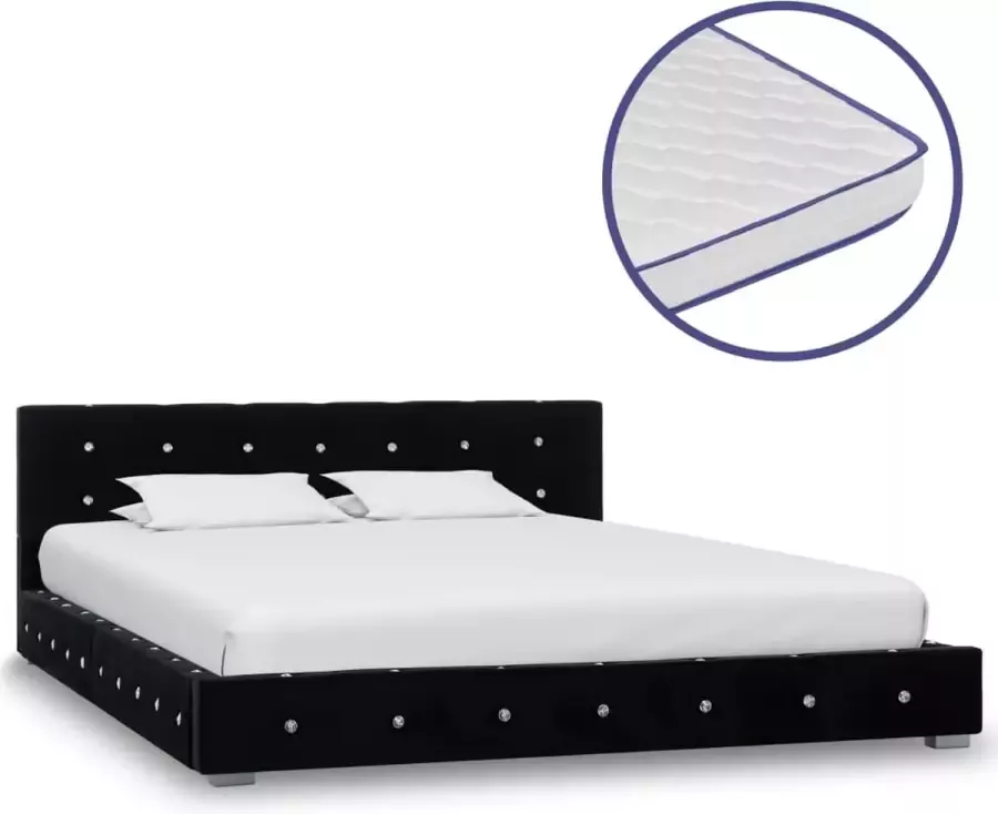 Decoways Bed met traagschuim matras fluweel zwart 140x200 cm