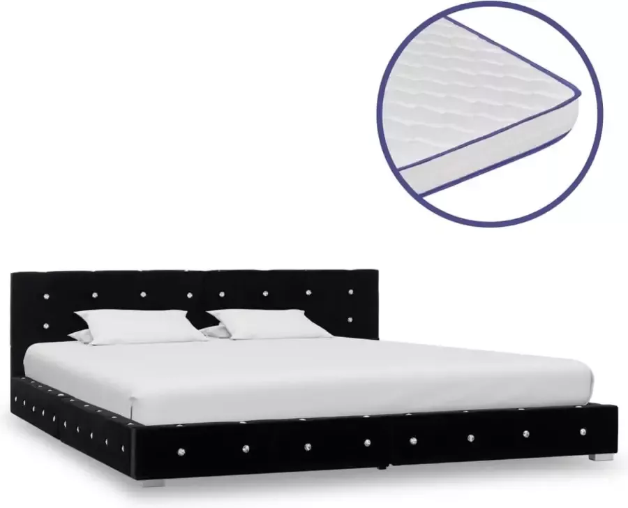 Decoways Bed met traagschuim matras fluweel zwart 160x200 cm
