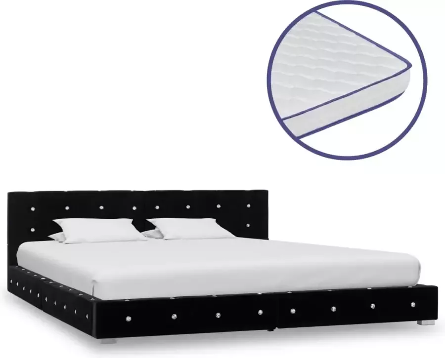 Decoways Bed met traagschuim matras fluweel zwart 180x200 cm
