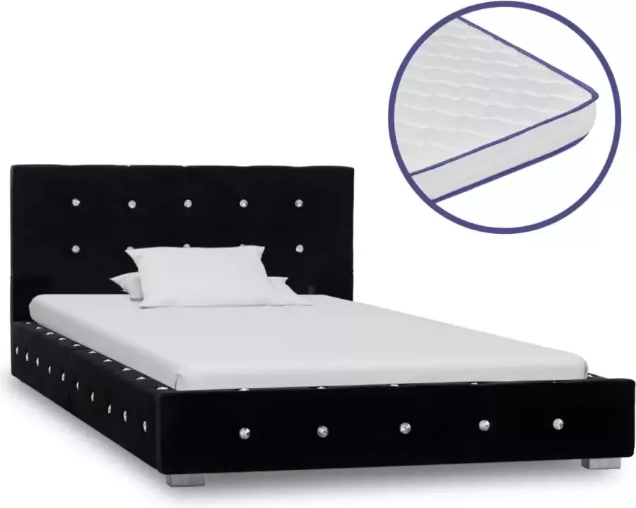 Decoways Bed met traagschuim matras fluweel zwart 90x200 cm
