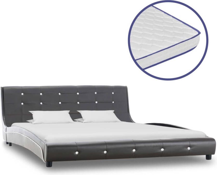 Decoways Bed met traagschuim matras kunstleer grijs 160x200 cm