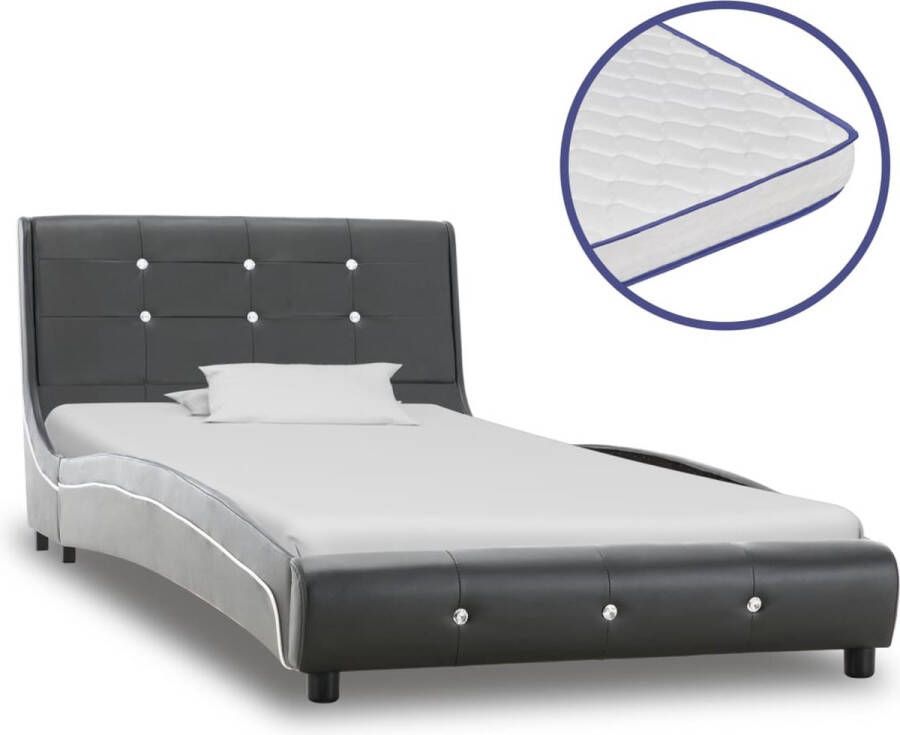 Decoways Bed met traagschuim matras kunstleer grijs 90x200 cm