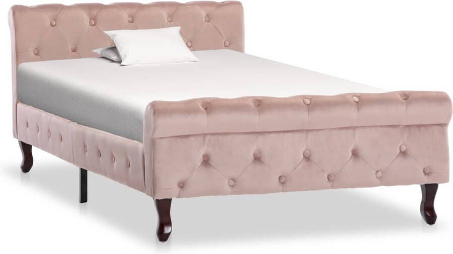 Decoways Bedframe fluweel roze 100x200 cm