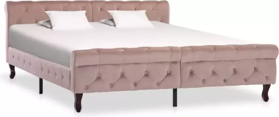 Decoways Bedframe fluweel roze 160x200 cm