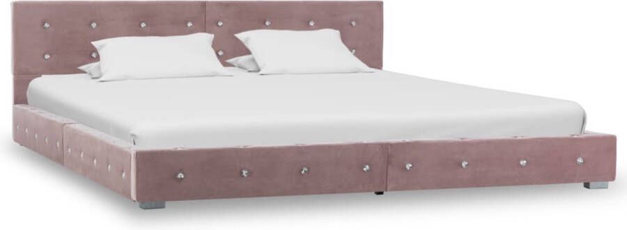 Decoways Bedframe fluweel roze 160x200 cm