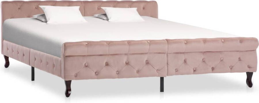 Decoways Bedframe fluweel roze 180x200 cm