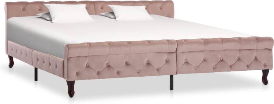 Decoways Bedframe fluweel roze 200x200 cm