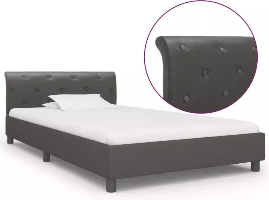 Decoways Bedframe kunstleer grijs 100x200 cm