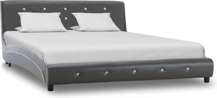 Decoways Bedframe kunstleer grijs 140x200 cm