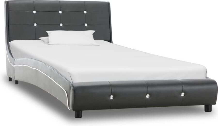 Decoways Bedframe kunstleer grijs 90x200 cm