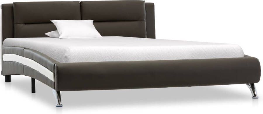 Decoways Bedframe kunstleer grijs 90x200 cm