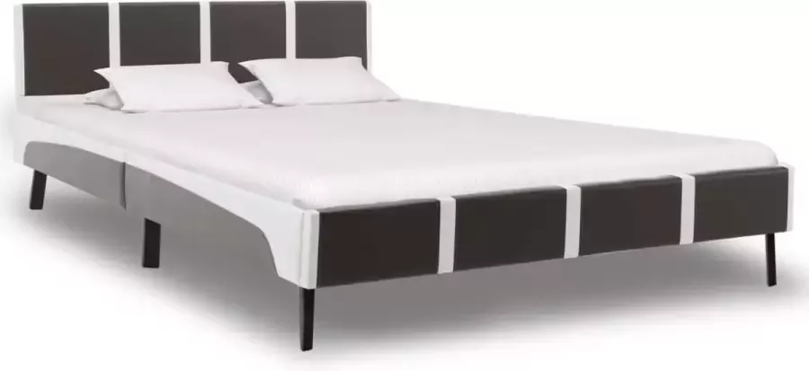 Decoways Bedframe kunstleer grijs en wit 140x200 cm