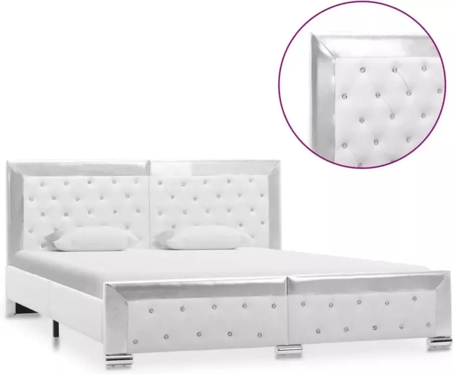 Decoways Bedframe kunstleer wit 160x200 cm