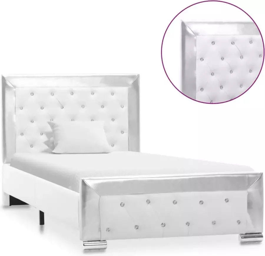 Decoways Bedframe kunstleer wit 90x200 cm