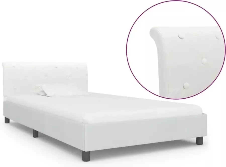 Decoways Bedframe kunstleer wit 90x200 cm