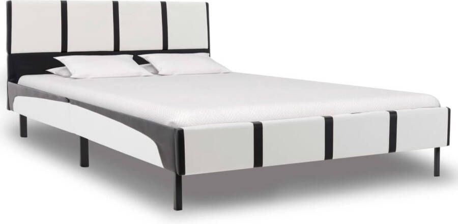 Decoways Bedframe kunstleer wit en zwart 140x200 cm