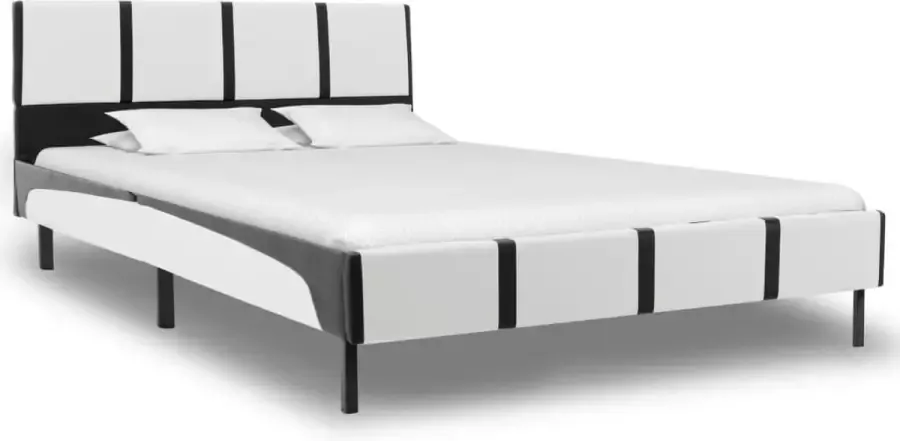 Decoways Bedframe kunstleer wit en zwart 160x200 cm