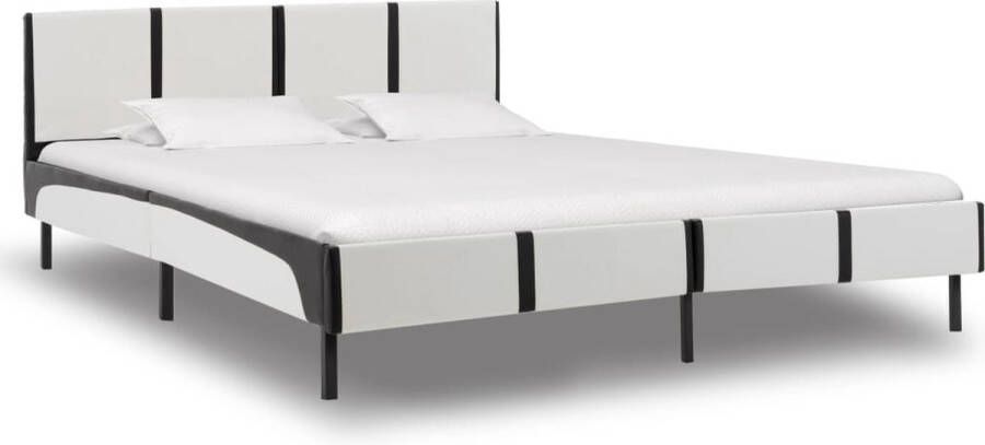 Decoways Bedframe kunstleer wit en zwart 180x200 cm