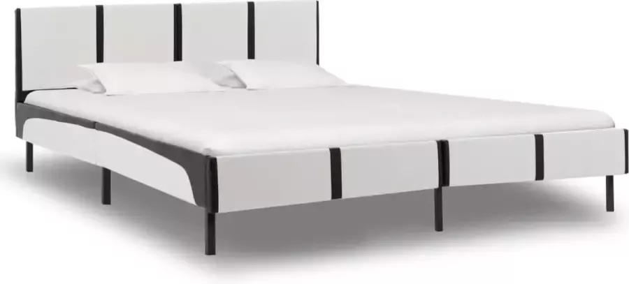 Decoways Bedframe kunstleer wit en zwart 180x200 cm