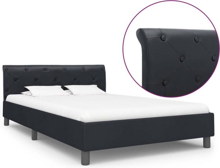 Decoways Bedframe kunstleer zwart 140x200 cm