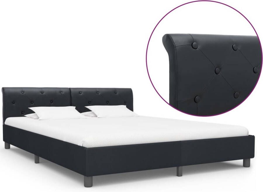 Decoways Bedframe kunstleer zwart 180x200 cm