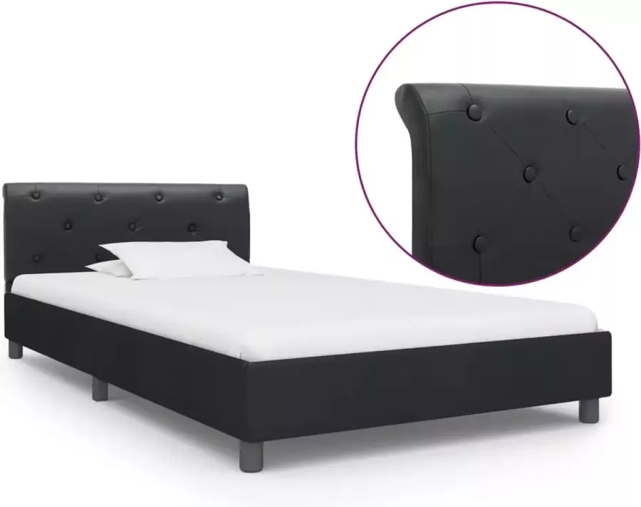 Decoways Bedframe kunstleer zwart 90x200 cm