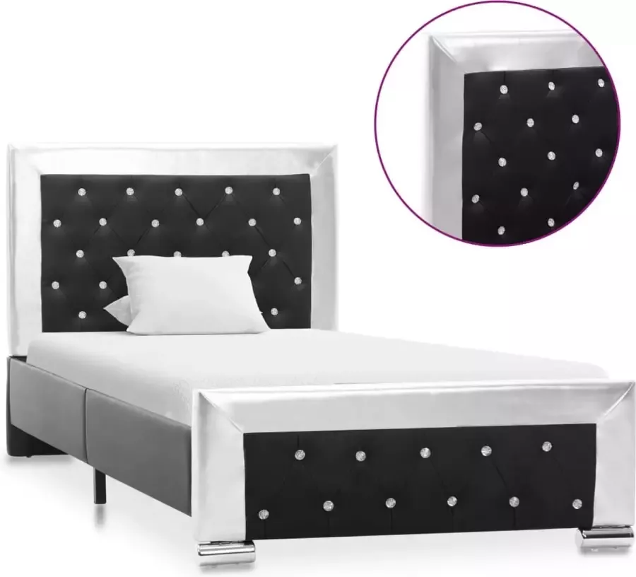 Decoways Bedframe kunstleer zwart 90x200 cm