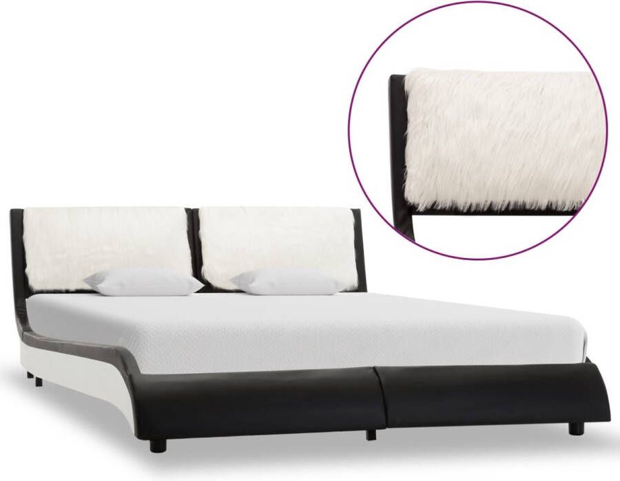 Decoways Bedframe kunstleer zwart en wit 140x200 cm