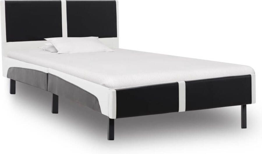 Decoways Bedframe kunstleer zwart en wit 90x200 cm