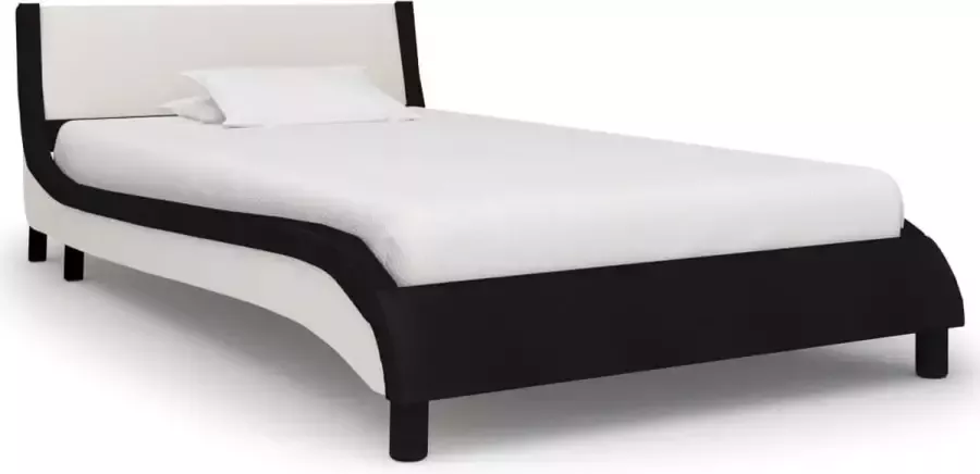 Decoways Bedframe kunstleer zwart en wit 90x200 cm