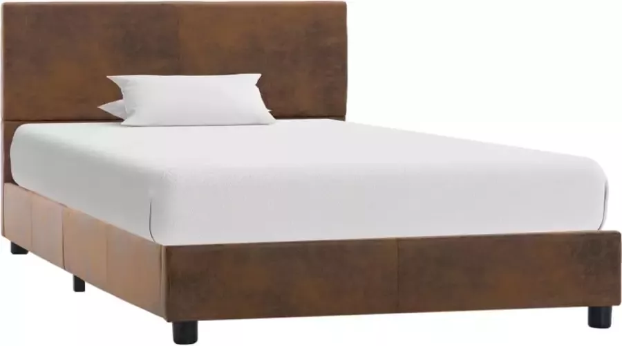 Decoways Bedframe kunstsuède bruin 100x200 cm