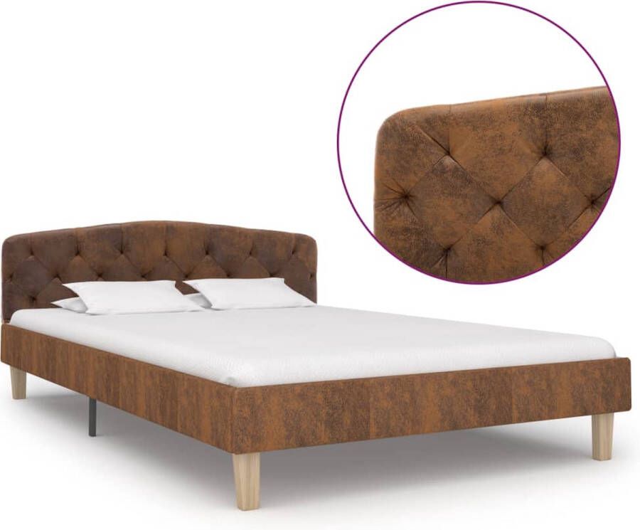 Decoways Bedframe kunstsuède bruin 120x200 cm