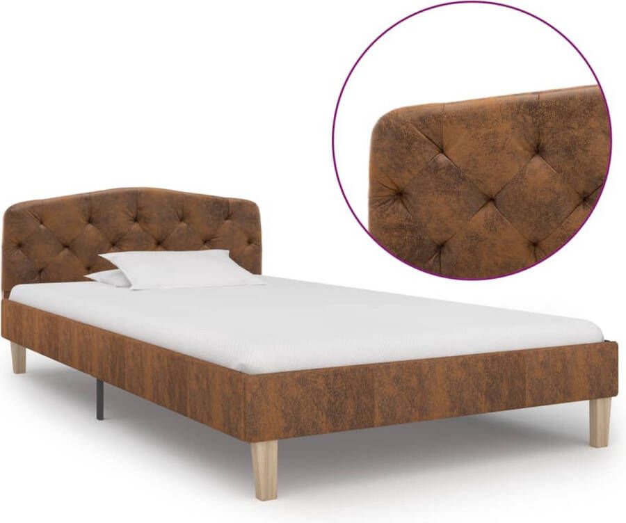 Decoways Bedframe kunstsuède bruin 90x200 cm